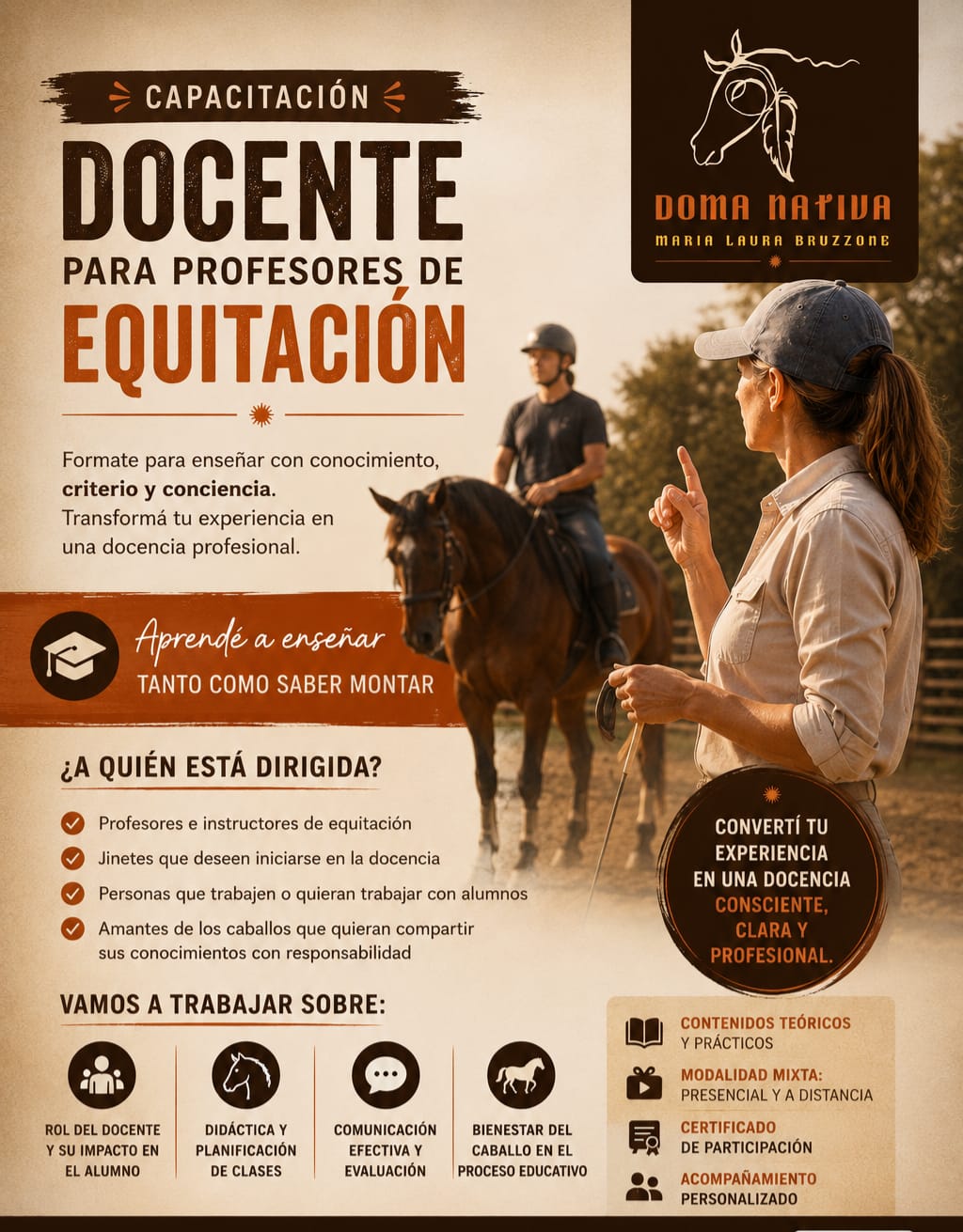Capacitación docente para profesores de equitación